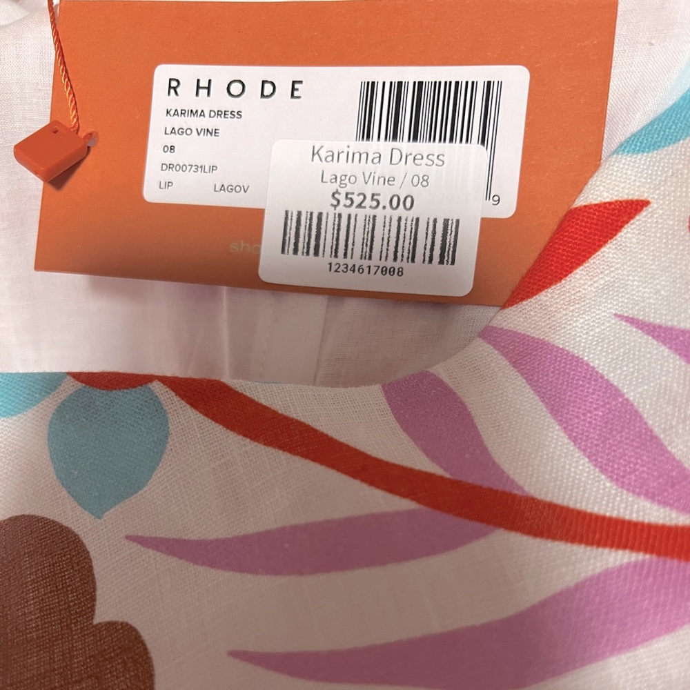 NWOT Rhode Karima Printed Puff Sleeve Dress - Lago Vine Size 8 - Picture 6 of 6